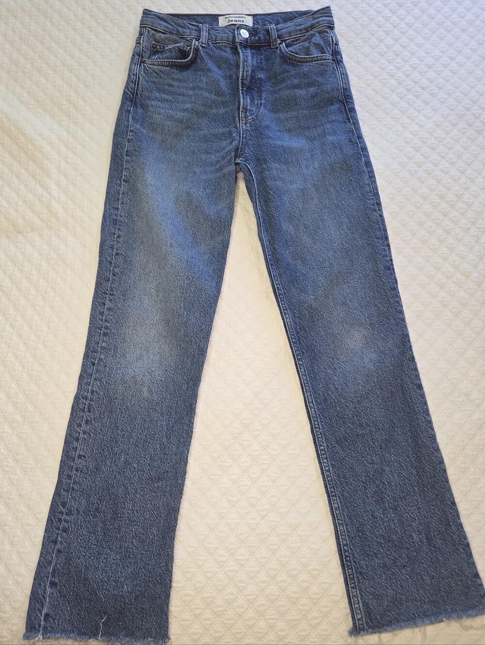Reformation Jeans Size 25 Cynthia High Rise Straight Leg Laguna Wash Raw Hem